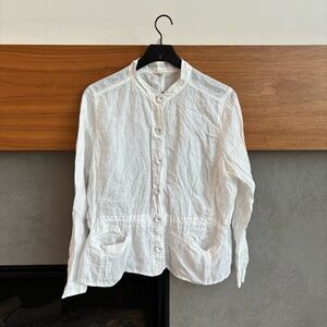 Eileen Fisher Women's Sheer White Linen Drawstring Jacket, Size XL